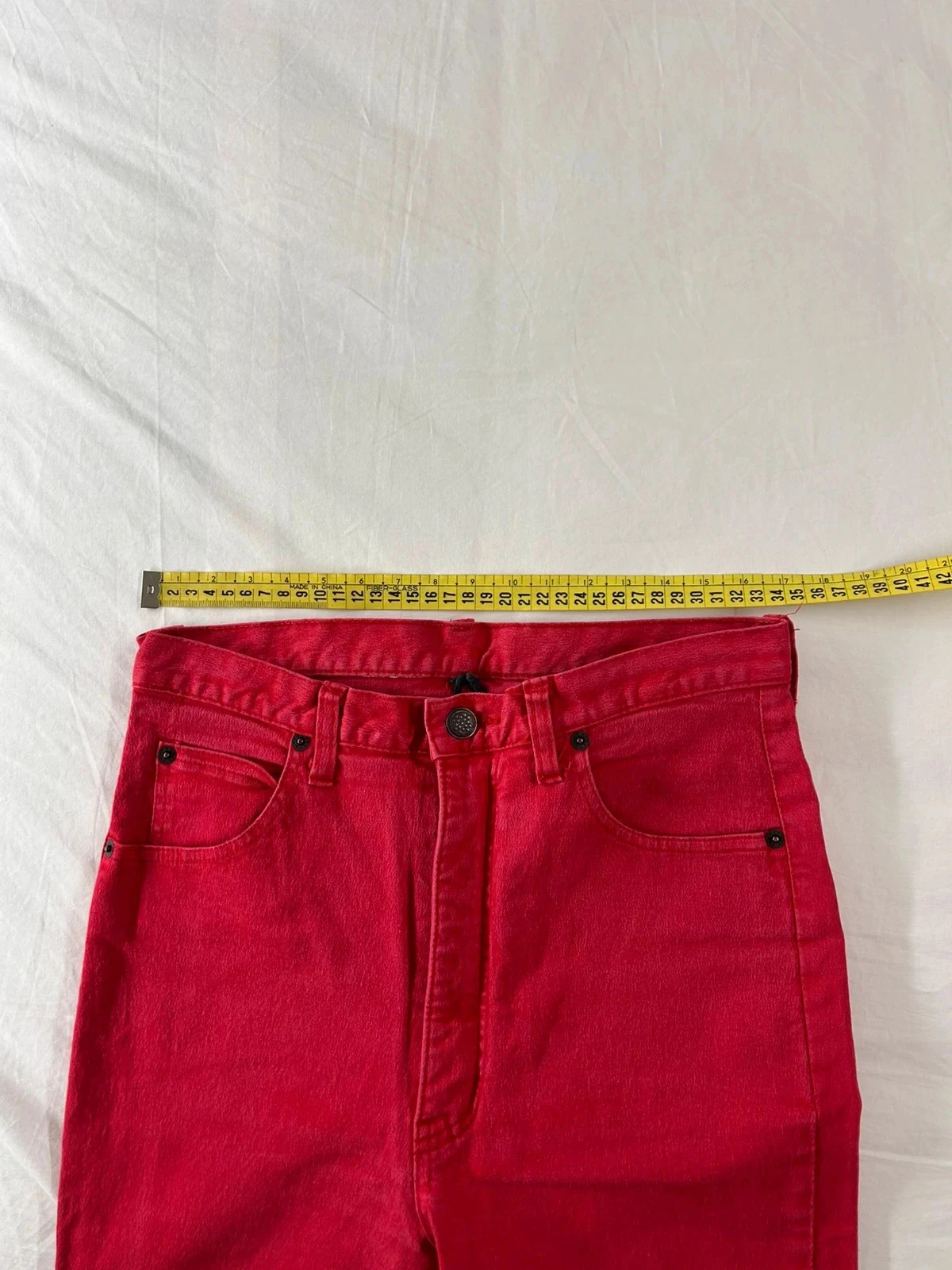 Rode vintage hoge taille jeans – photo 5
